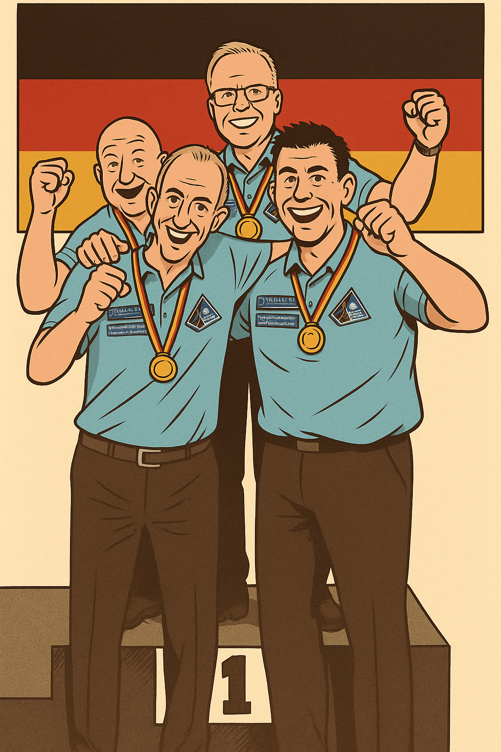 Teamfoto des BC Schwarz-Blau Horst-Emscher als Deutscher Meister im Vierkampf